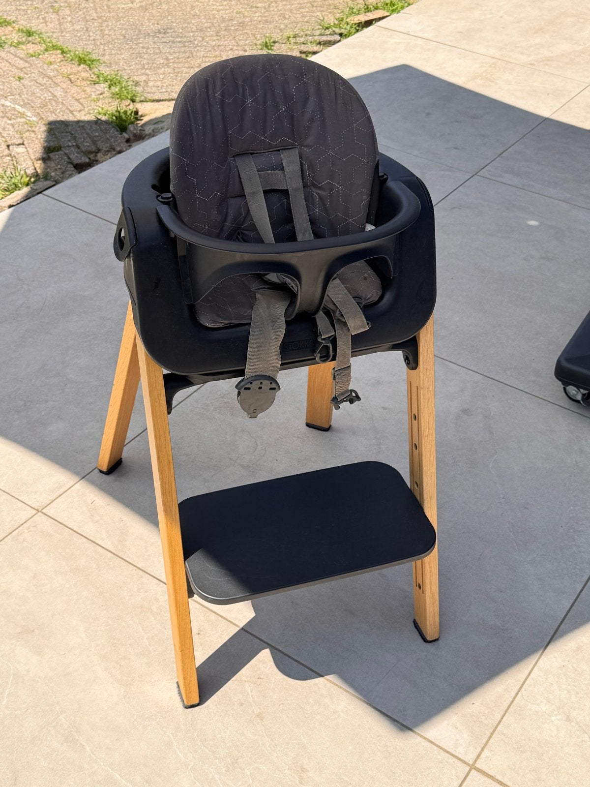 Stokke Steps Babystoel met Kinderzitje - Zwart/Hout, Kinderen en Baby's, Kinderstoelen, Ophalen, Zo goed als nieuw, Meegroeistoel