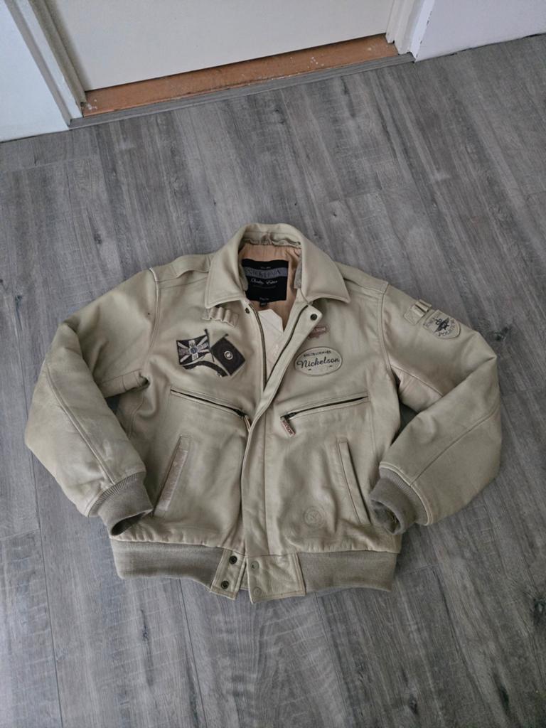 Nickelson Beige Leren Jas - Maat XL, Ophalen of Verzenden, Maat 56/58 (XL), Beige, Nickelson