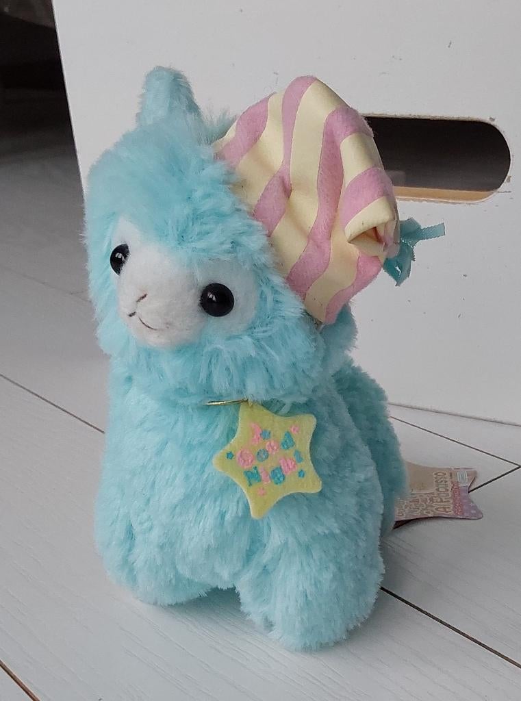 Alpaca knuffel Alpacasso Good Night slaapmuts mint Amuse, Verzenden, Zo goed als nieuw, Overige typen
