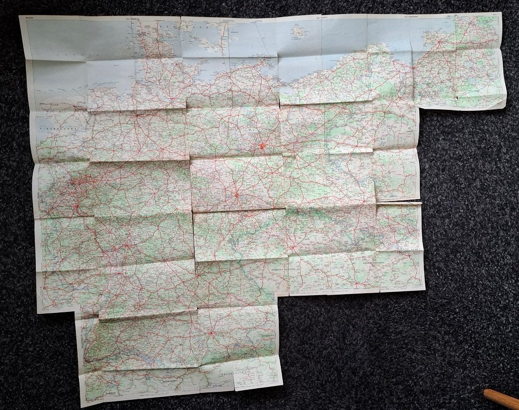 Wegenkaart Duitsland omstreeks 1930, Gelezen, Ophalen of Verzenden, Landkaart, Duitsland