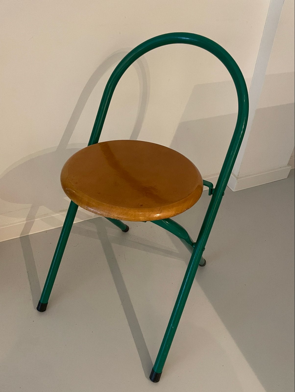 Vintage opklapbare kinderstoel - Hout en groen metaal, Kinderen en Baby's, Ophalen, Gebruikt, Overige typen