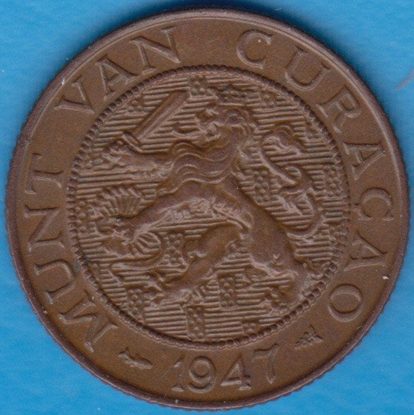 Curaçao 2,5 cent 1947 Wilhelmina in munthouder, Scho. 1340, Ophalen of Verzenden, Koningin Wilhelmina, Overige waardes, Losse munt