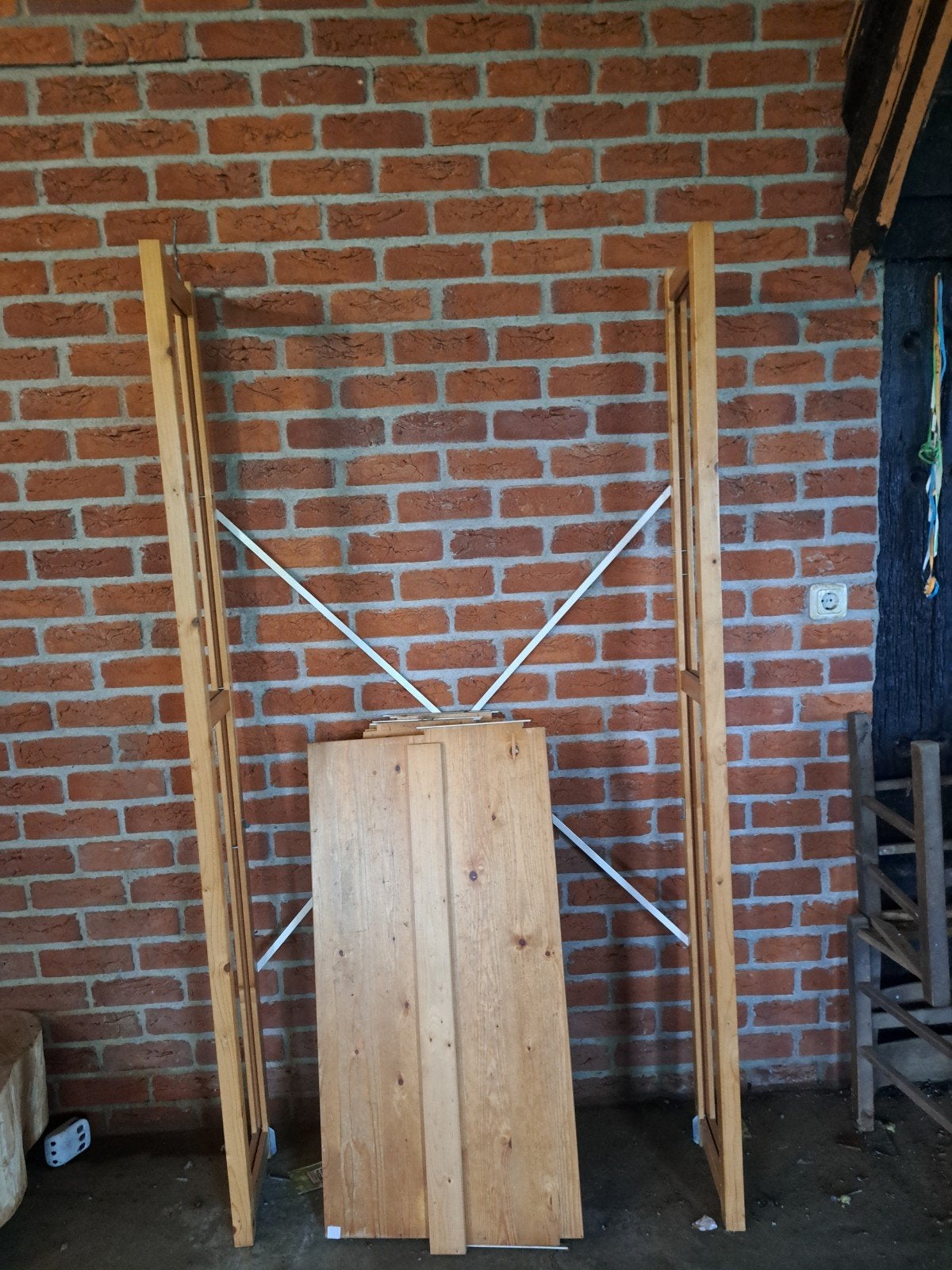 Originele Lundia kast met optioneel zijkastje/bureau, Met plank(en), Gebruikt, 200 cm of meer, Grenenhout