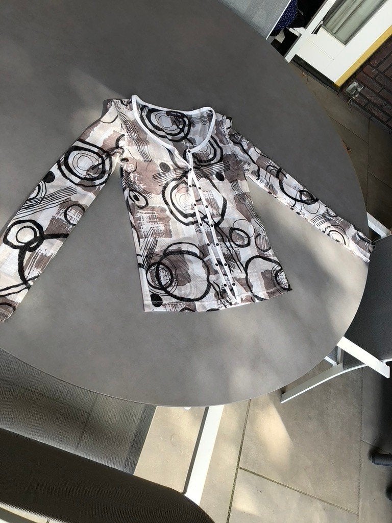 Zwart/taupe/wit Marie Mero vestje, maat 36, Marie Mero, Zo goed als nieuw, Maat 36 (S), Meerkleurig