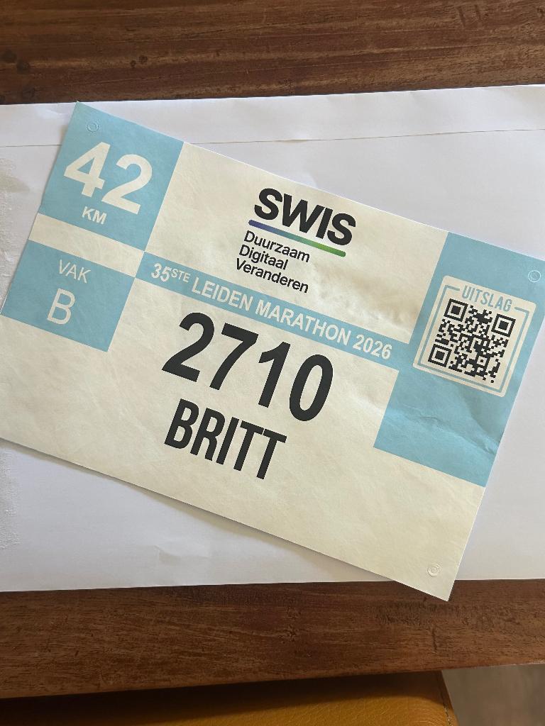 Startbewijs Marathon Leiden (ophalen omgeving Amersfoort), Overige typen, Nieuw, Hardlopen, Ophalen