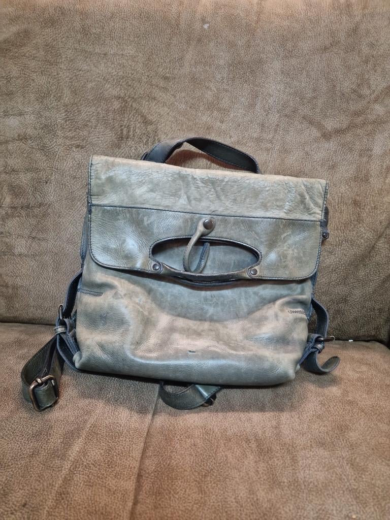 Schoudertas Aunts & Uncles - Groen leren tas, Gebruikt, Leer, Groen, Ophalen