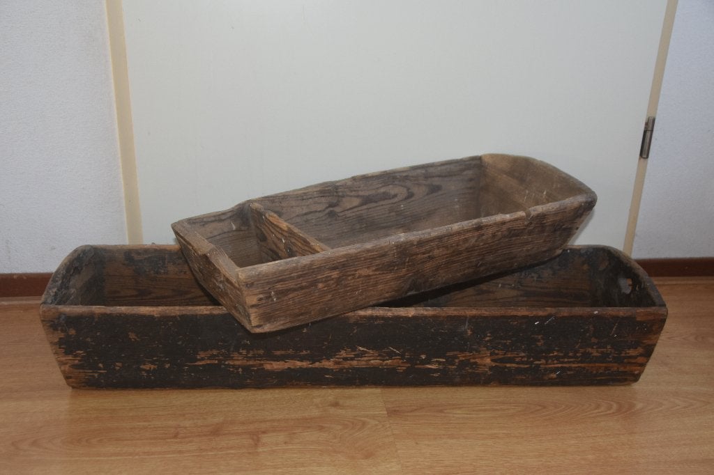 Antieke rustieke houten bakken mangelbak troggen, Antiek en Kunst, Verzenden