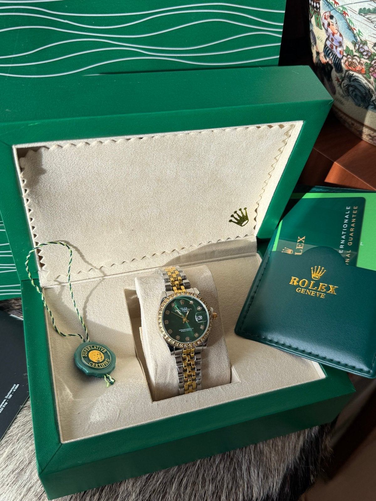 Rolex Datejust - Groen Wijzerplaat met Diamante, Staal, Polshorloge, Nieuw, Ophalen of Verzenden