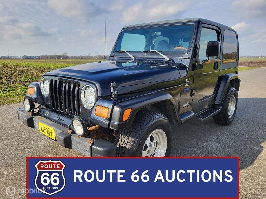 Jeep Wrangler TJ 4.0 Sport | 1998 | Route 66 Auctions, Auto's, Jeep, Overige carrosserieën, Zwart, Bedrijf