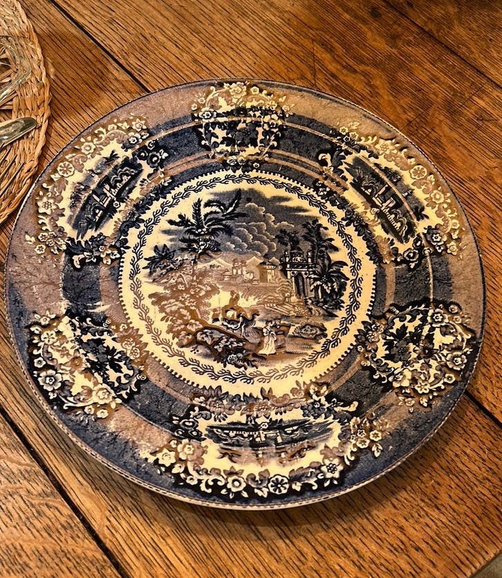 Antiek bord zeer oud Oriental decor uit 1855 - 1870, Antiek en Kunst, Ophalen