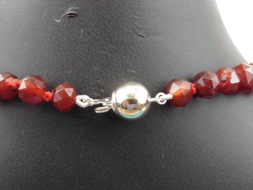 Carneolen collier met zilveren slot                     D131, Sieraden, Tassen en Uiterlijk, Antieke sieraden, Ophalen of Verzenden