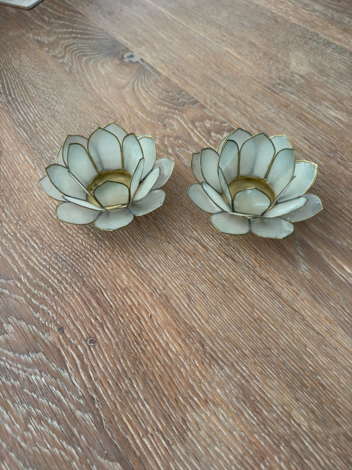Set van 2 lotus waxinelichthouders, Ophalen, Gebruikt, Waxinelichthouder, Metaal