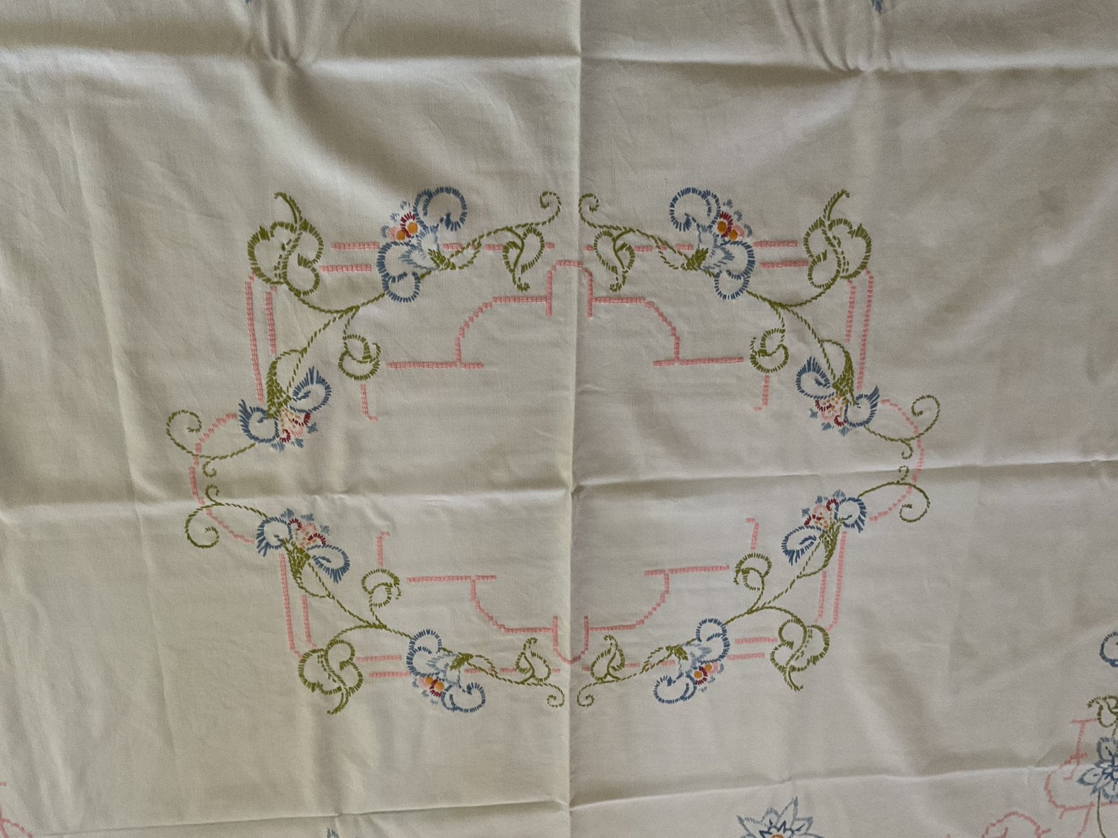 Vintage tafelkleed lichtblauw, Ophalen of Verzenden, Zo goed als nieuw, Rechthoek