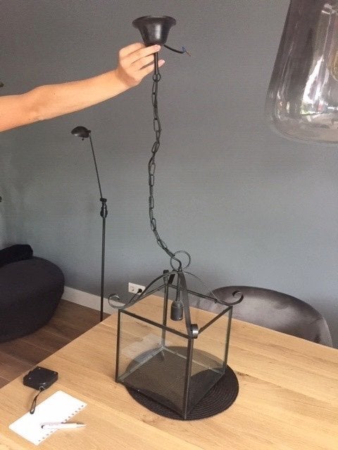 hang lamp zwarte, Strak, 50 tot 75 cm, Ophalen of Verzenden, Zo goed als nieuw