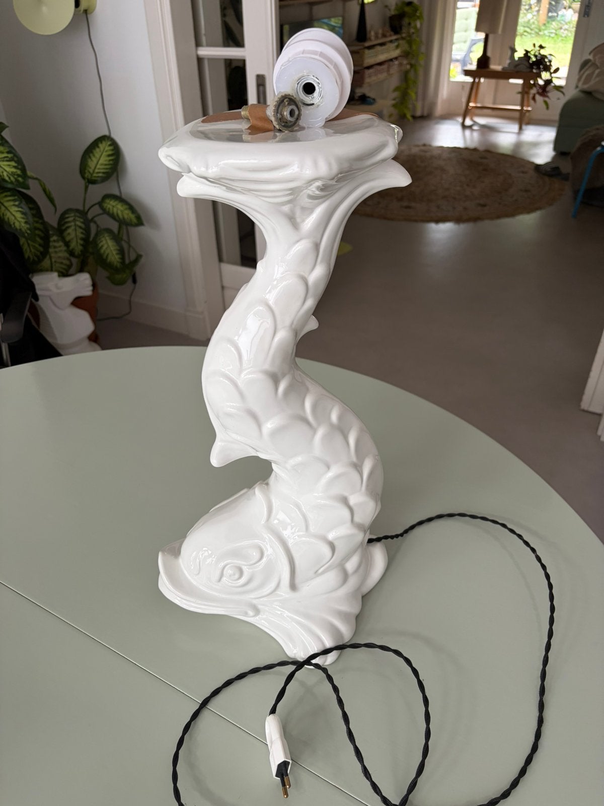 Vintage Italiaanse keramieken lampvoet, Huis en Inrichting, Ophalen, Gebruikt, Keramiek, Wit