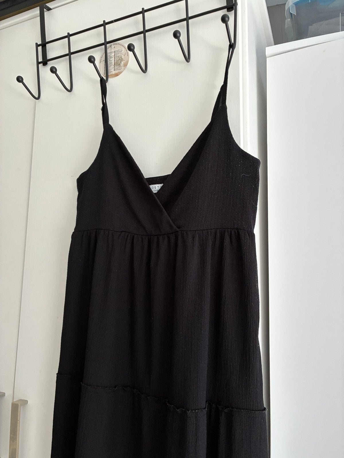 Zwarte maxi jurk met spaghettibandjes - Costes Basic, Zwart, Gedragen, Onder de knie, Ophalen