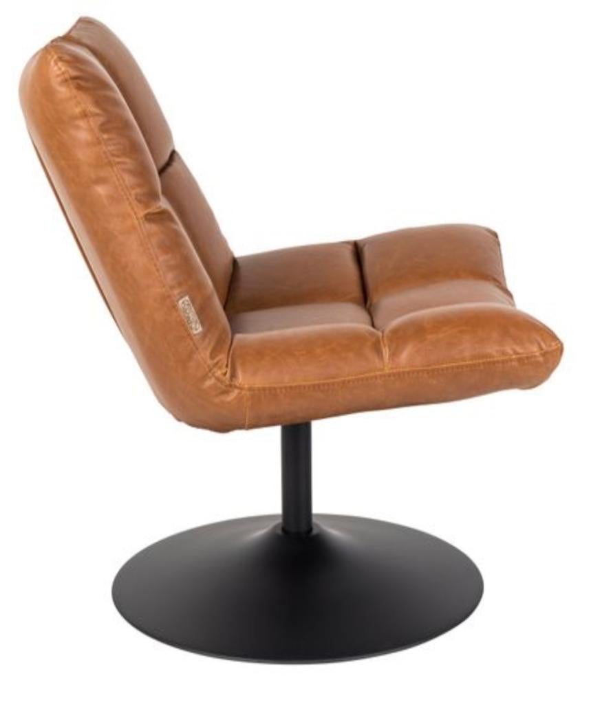 Dutchbone Fauteuil Bar Vintage Bruin inclusief hocker, Ophalen, Overige materialen, 75 tot 100 cm, Zo goed als nieuw