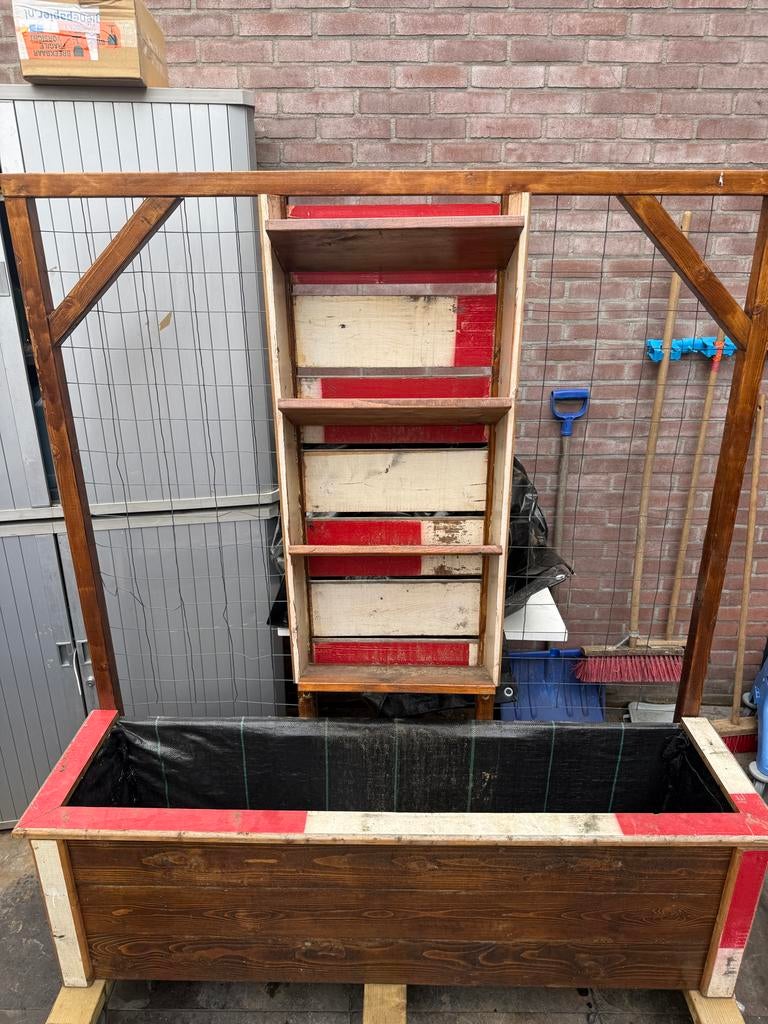 Houten plantenbak met rek, Gebruikt, 100 cm of meer, Balkon, Ophalen of Verzenden