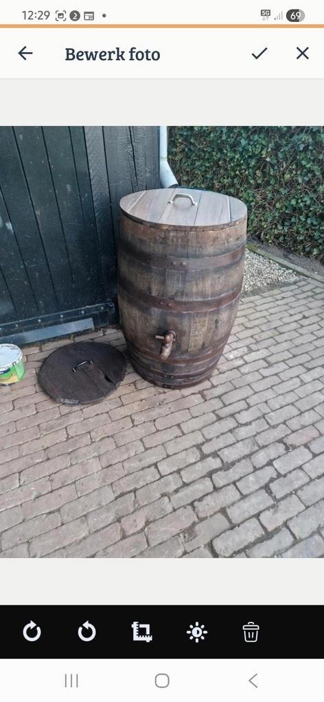 Regenton/dompelbad hardhout wijnvat, 150 liter of meer, Ophalen, Gebruikt, Hout