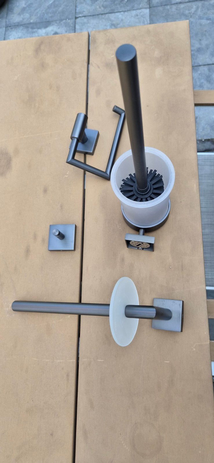 Toiletaccessoires set - gun metal 2x, hornbach SAGA, Ophalen of Verzenden, Zo goed als nieuw
