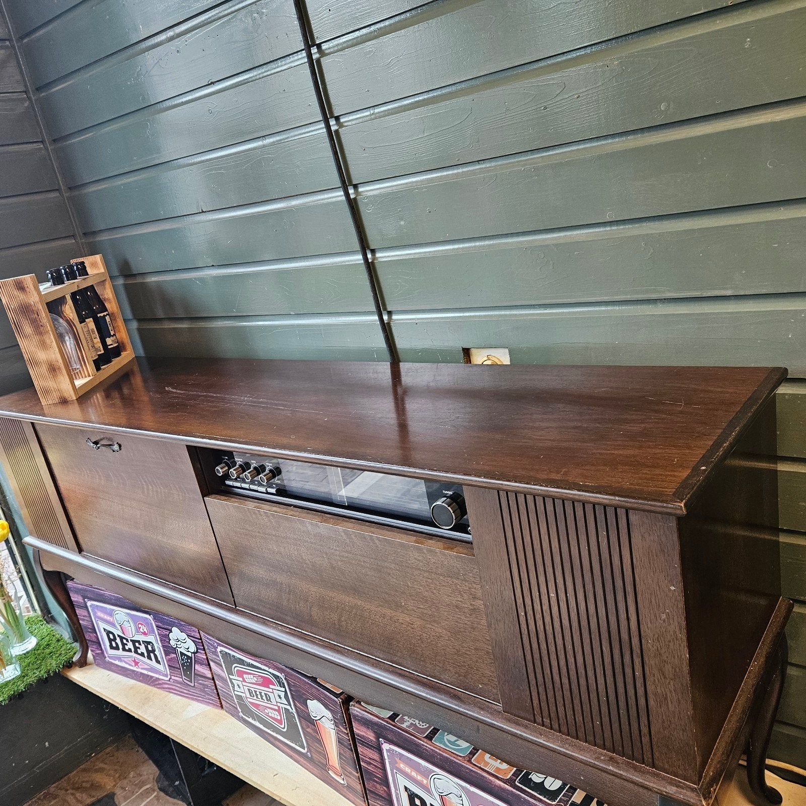 Vintage Platenspeler Meubel -, Ophalen, Philips, Gebruikt, Automatisch