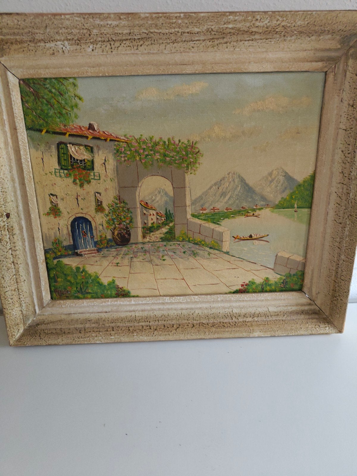 Prachtig Oud Olieverf op doek gesigneerd 38 x 32 cm, Acrylverf, Doek, Ophalen of Verzenden, Gesigneerd