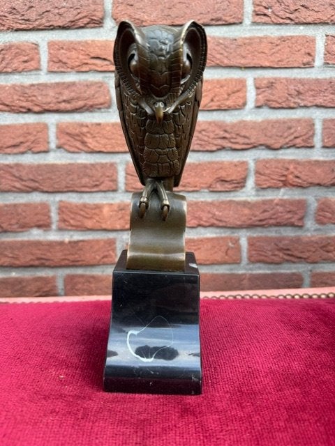 bijzonder vormgegeven uil, brons en marmer, Antiek en Kunst, Antiek | Koper en Brons, Ophalen of Verzenden, Brons