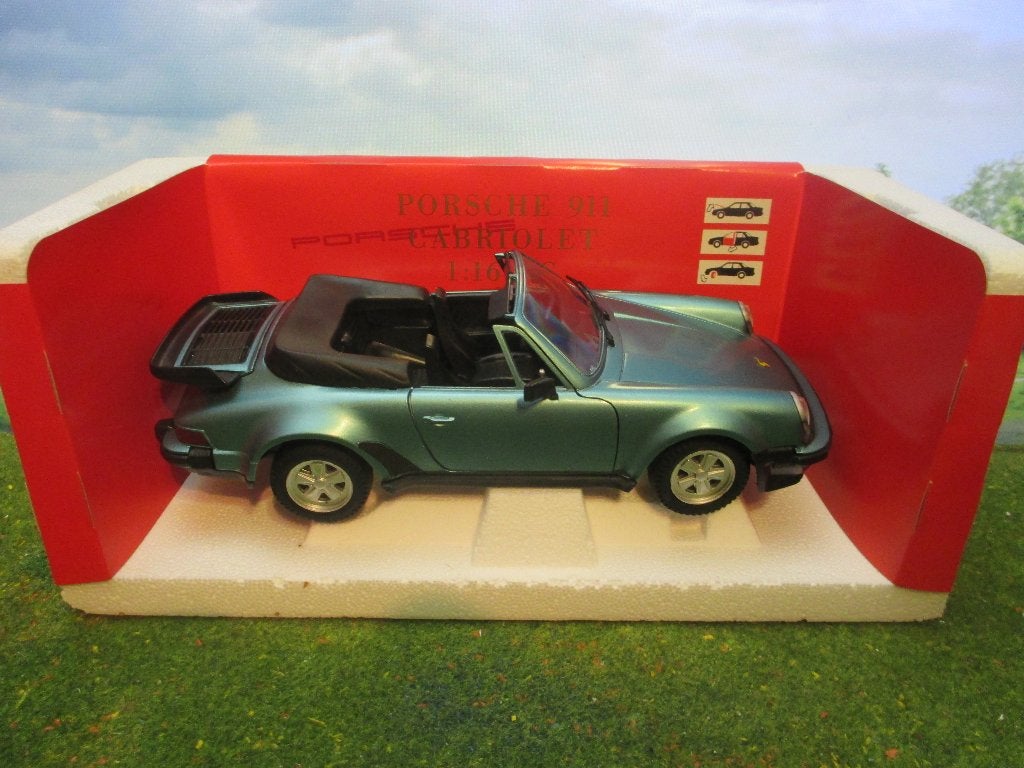 1/16 Porsche 930 911 Cabrio Turbo Polistil Groen-Metallic, Hobby en Vrije tijd, Modelauto's | 1:18, Ophalen of Verzenden, Zo goed als nieuw