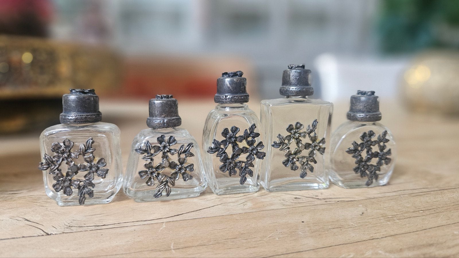 5x vintage miniatuur parfumflesjes, Ophalen of Verzenden