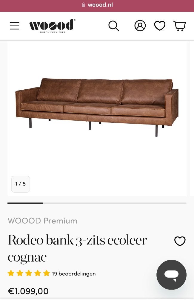 rodeo 3-zits bank van eco-leer, Ophalen, Leer|retro|rodeo|vintage-western, 300 cm of meer, Zo goed als nieuw