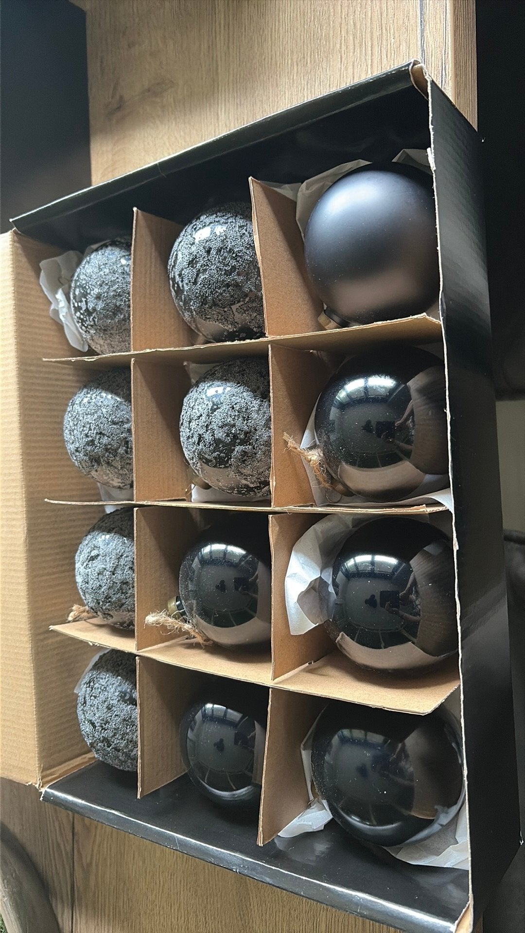 Kerstballen  glas zwart, Diversen, Kerst, Ophalen, Zo goed als nieuw