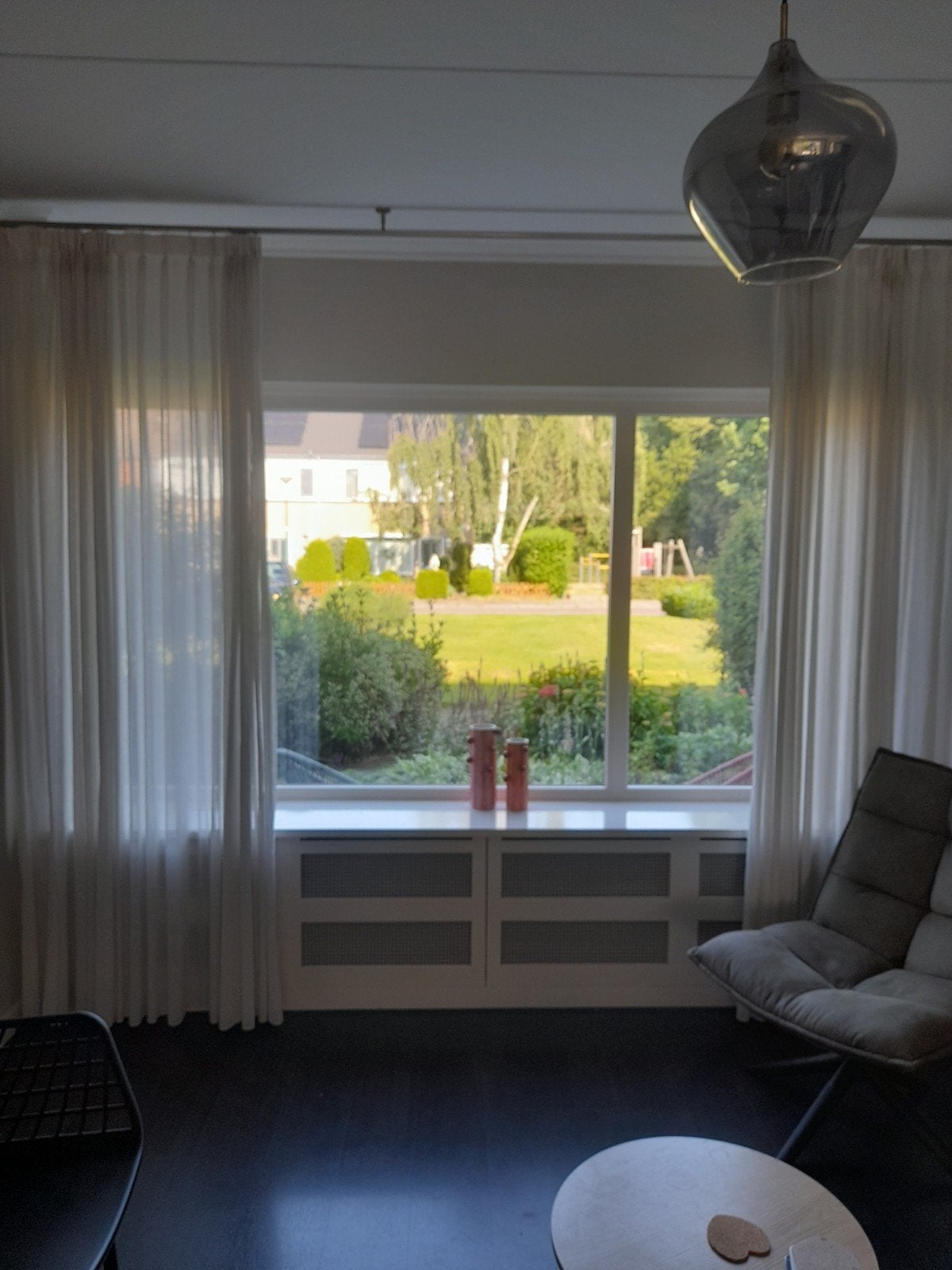 Gordijnen (2 stuks) met ophangsysteem - 302x254 cm, Ophalen, Gebruikt, Wit