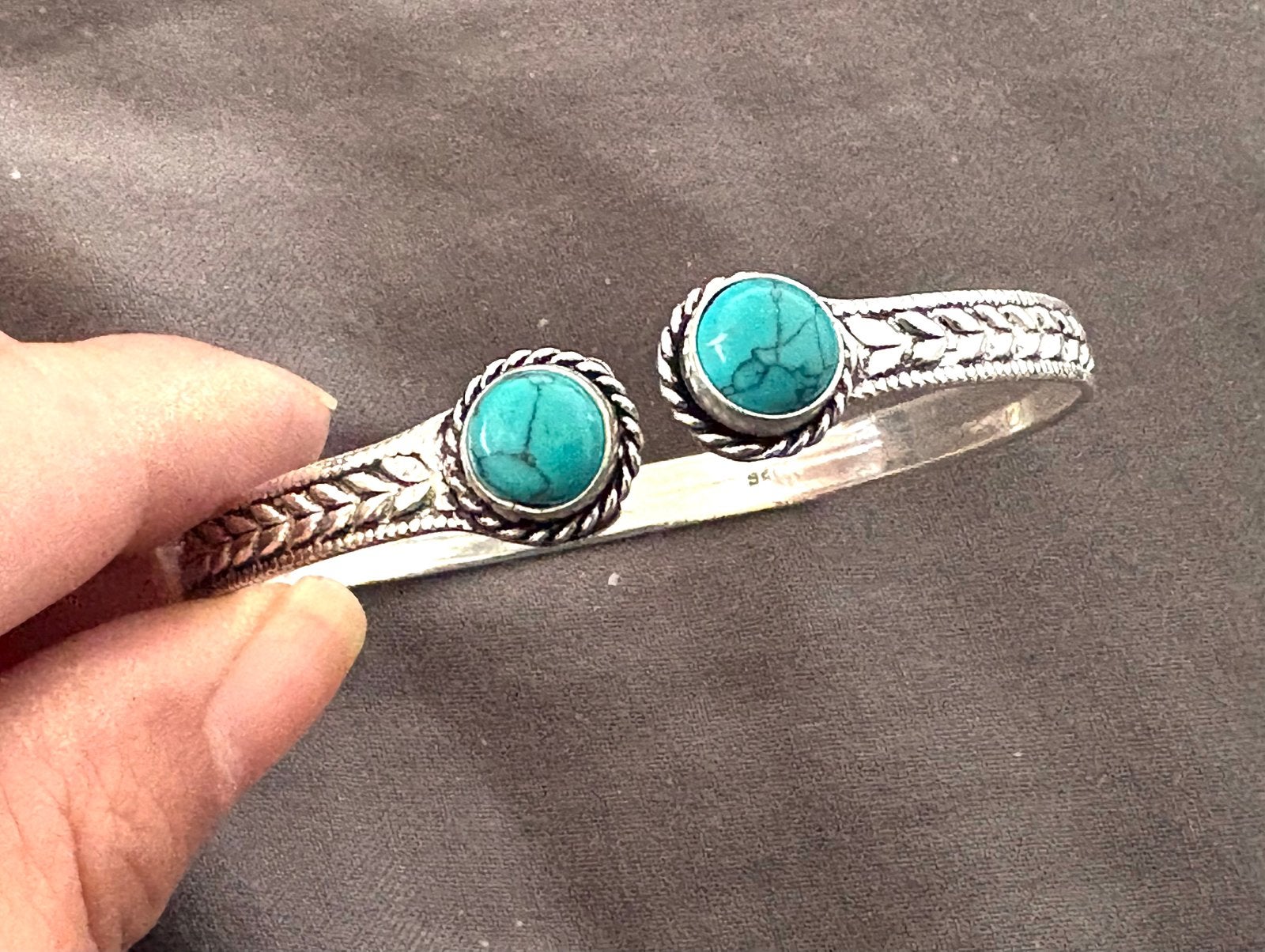 Turkoois zilver 925 open armband bangle verstelbaar sukasa, Sieraden, Tassen en Uiterlijk, Armbanden, Verzenden, Nieuw, Zilver