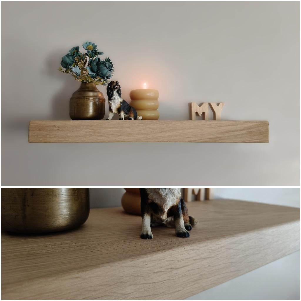 Zwevende massief eiken houten wandplank schap 48,3cm #212, Houtatelier M.Y., Info@myhoutatelier.nl, Nieuw, Ophalen of Verzenden