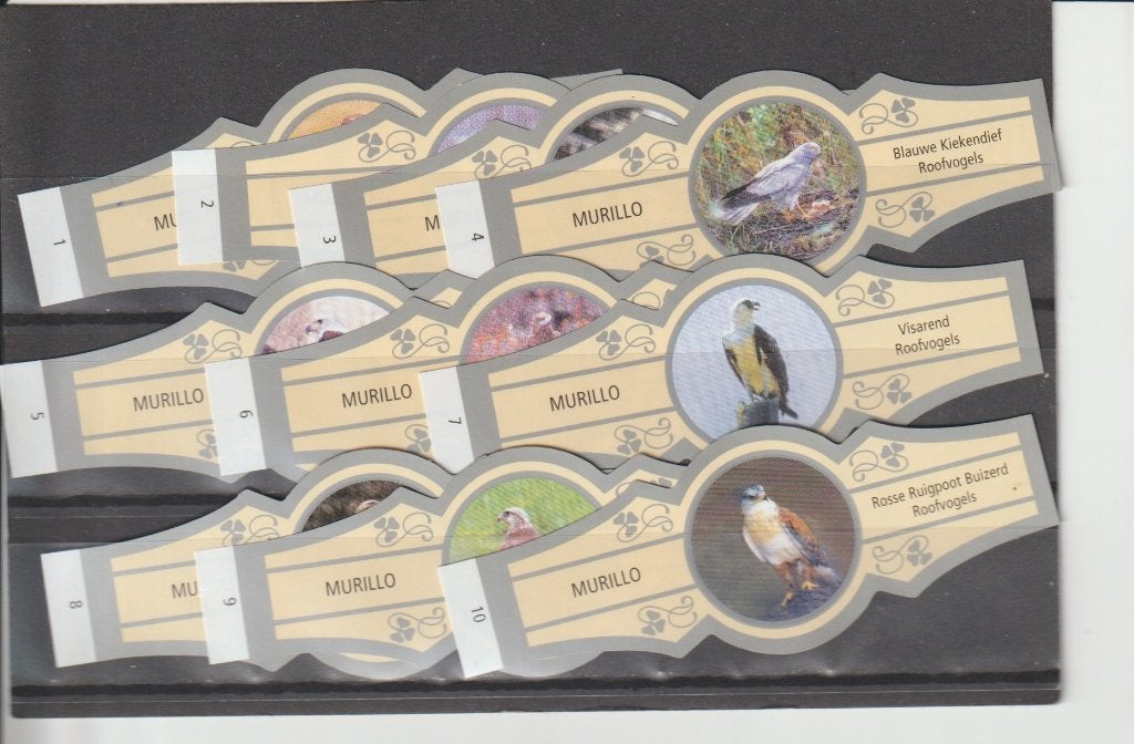 reeks 1600   roofvogels 1-10 sigarenbanden, Ophalen of Verzenden, Zo goed als nieuw, Sigarenbandjes