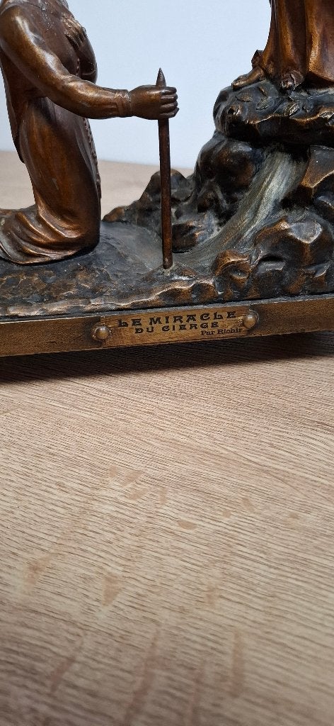Antiek Frans Beeld "Le Miracle du Cierge" met Speeldoos, Ophalen