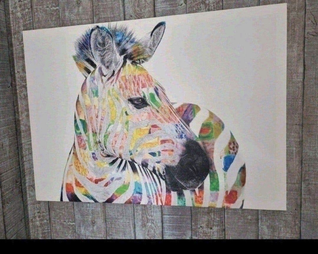 schilderij zebra, Ophalen, Zo goed als nieuw, Schilderij