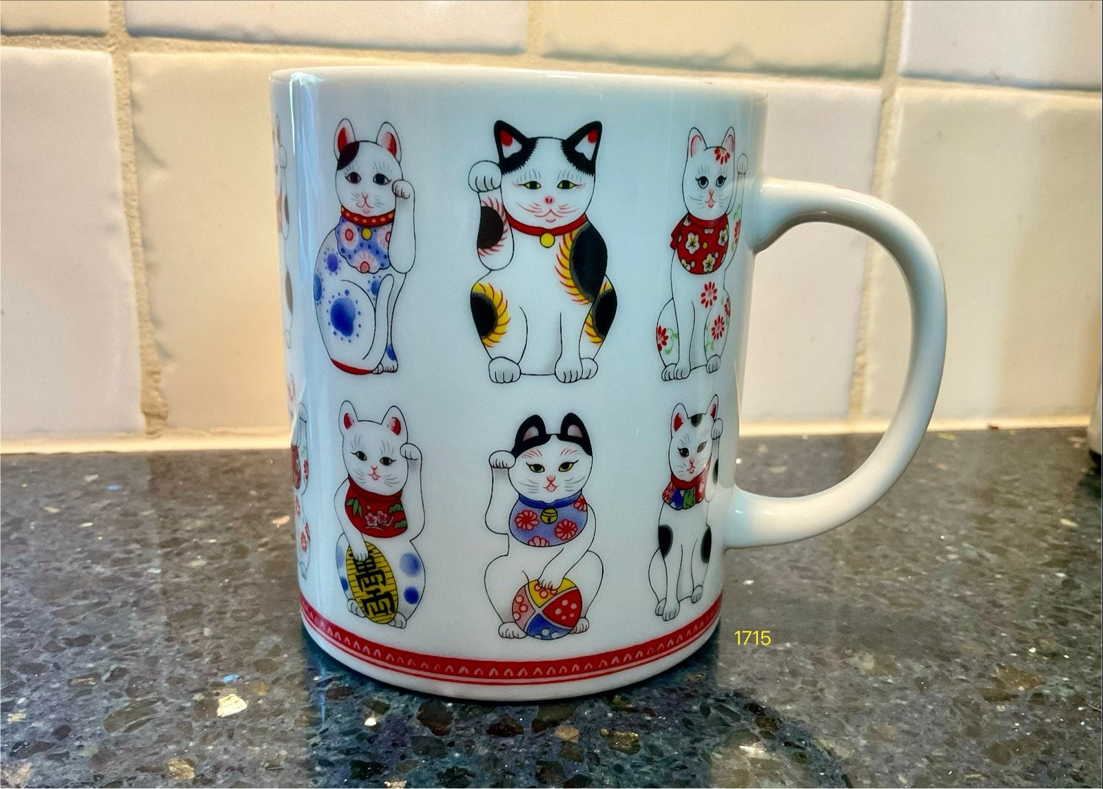 Lucky Cat Mok - Maneki Neko - Made in Japan, Overige typen, Ophalen of Verzenden, Zo goed als nieuw, Steen/keramiek