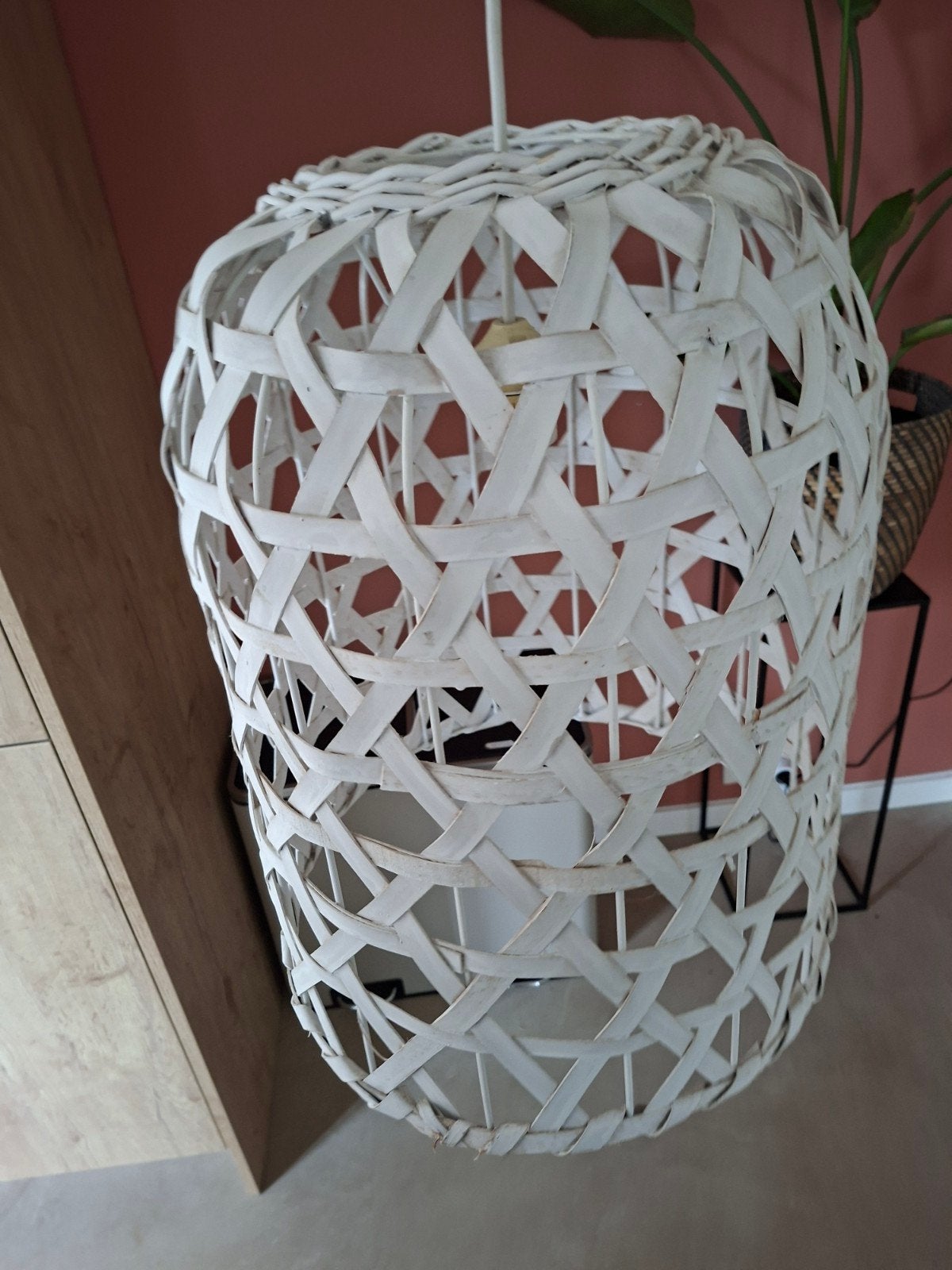 Ibizastijl hanglamp, Ophalen of Verzenden, Zo goed als nieuw, Natuurlijk materiaal, E27 (groot)