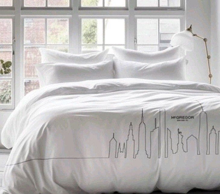 2x McGregor Skyline White dekbedovertrek 140x200/220, Eenpersoons, Wit, Dekbedovertrek, Katoen