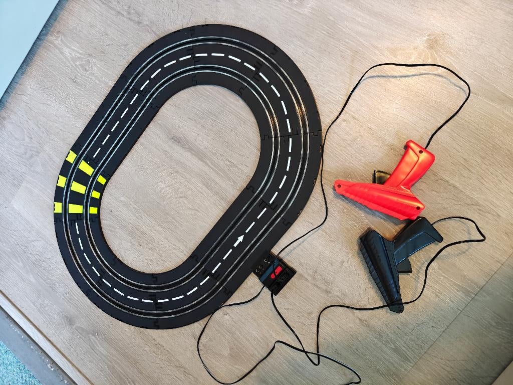 Lange racebaan met loopings en 2 autos, Elektrisch, Met looping, Ophalen, Overige merken