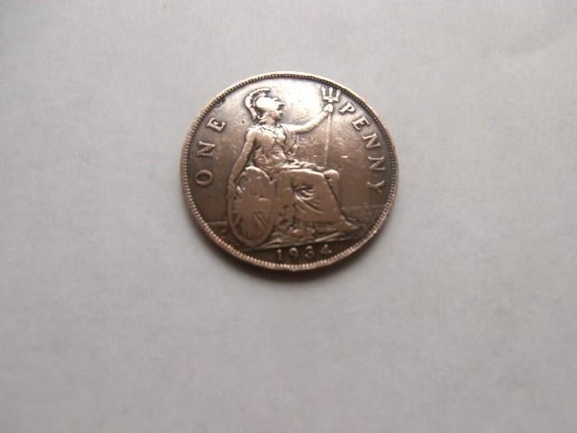 Munten Engeland 1 Penny Groot Brittannië 1934 -1935 -1938, Postzegels en Munten, Munten | Europa | Niet-Euromunten, Losse munt
