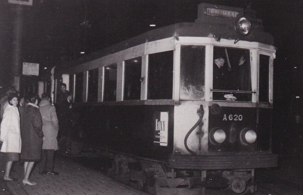 750R Leiden-Den Haag, tram A-620 voor allerlaatste rit, Ophalen of Verzenden, 1940 tot 1960, Ongelopen, Zuid-Holland