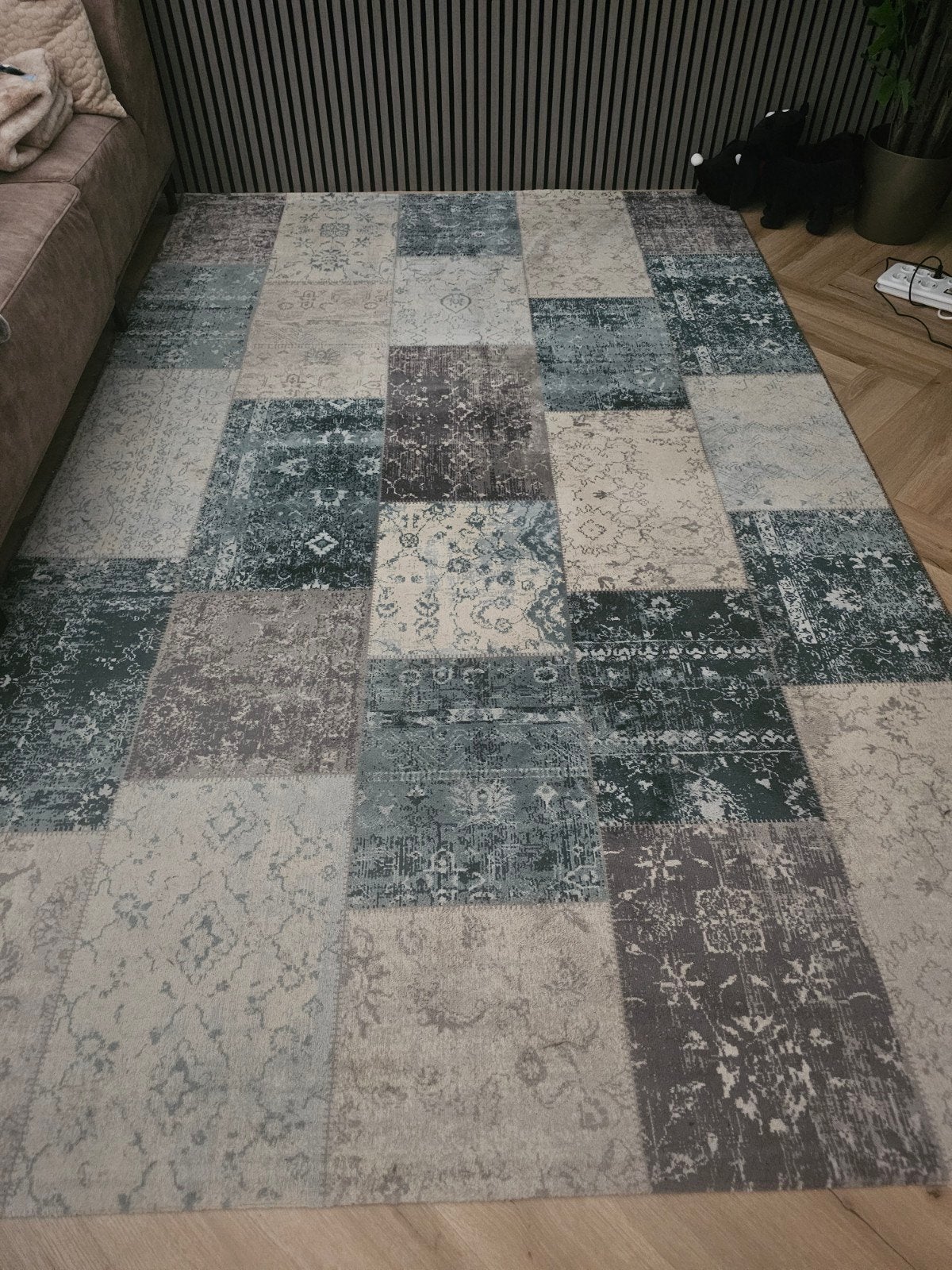 Cool Patchwork Vintage Vloerkleed - 200x290 cm, Ophalen, Grijs, 200 cm of meer, 200 cm of meer