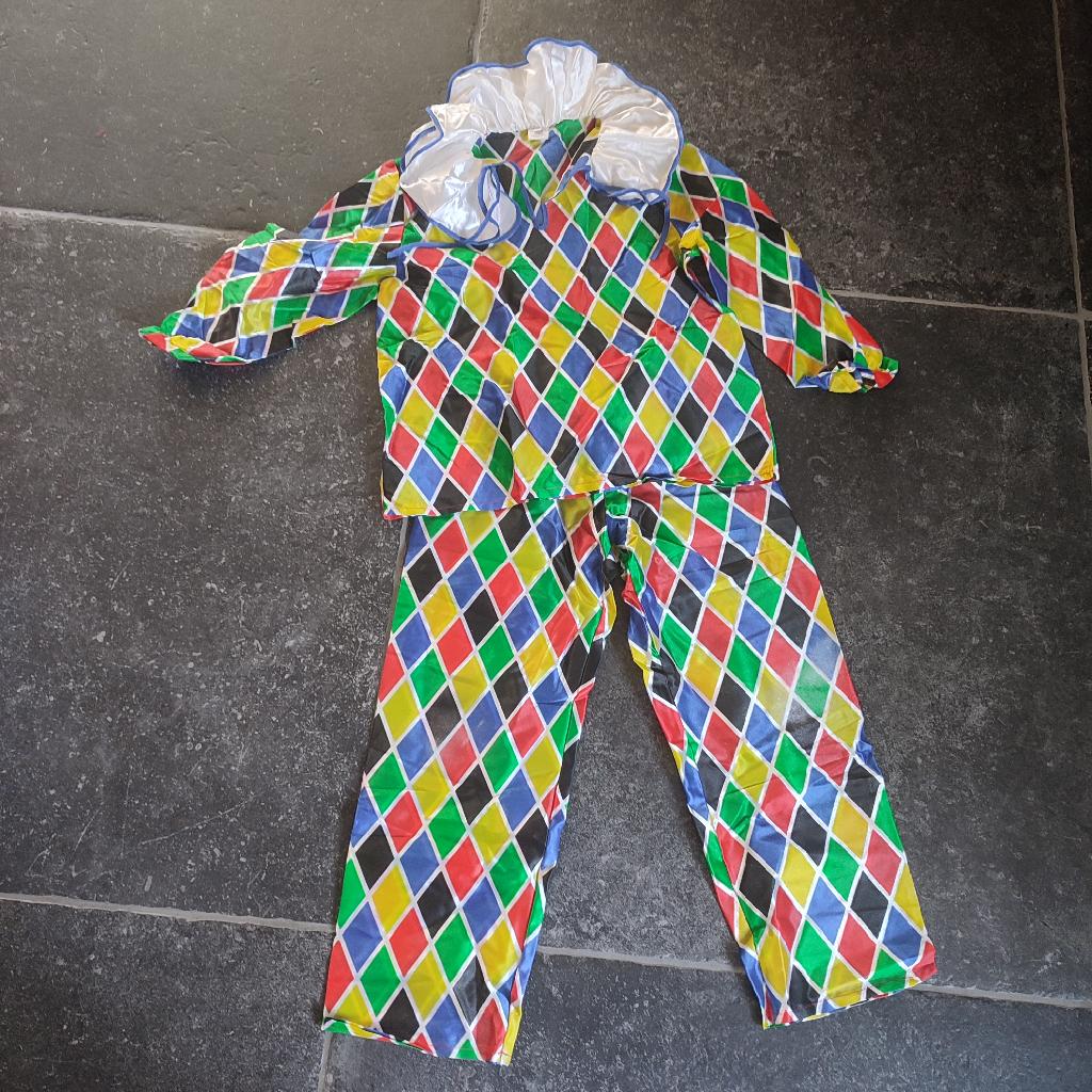 Carnaval clownspak maat 140, Ophalen of Verzenden, Zo goed als nieuw, 134 t/m 140, Jongen of Meisje
