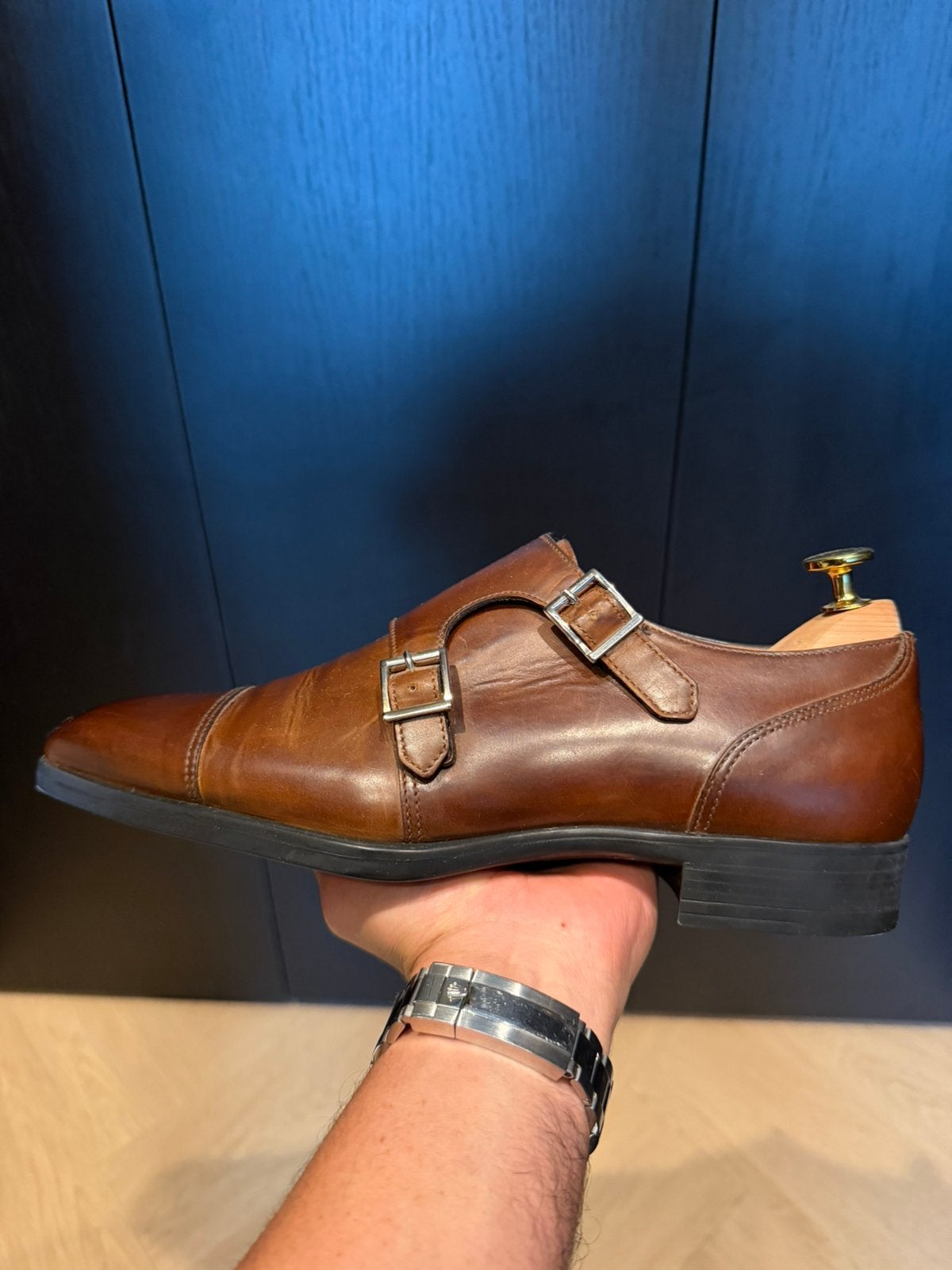 Santoni per Oger schoenen –  maat 6,5, Bruin, Ophalen of Verzenden, Gespschoenen, Zo goed als nieuw