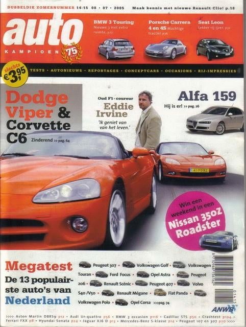 Autokampioen 14/15 2005 : Dodge Viper - Chevrolet Corvette, Boeken, Ophalen of Verzenden, Gelezen, Algemeen