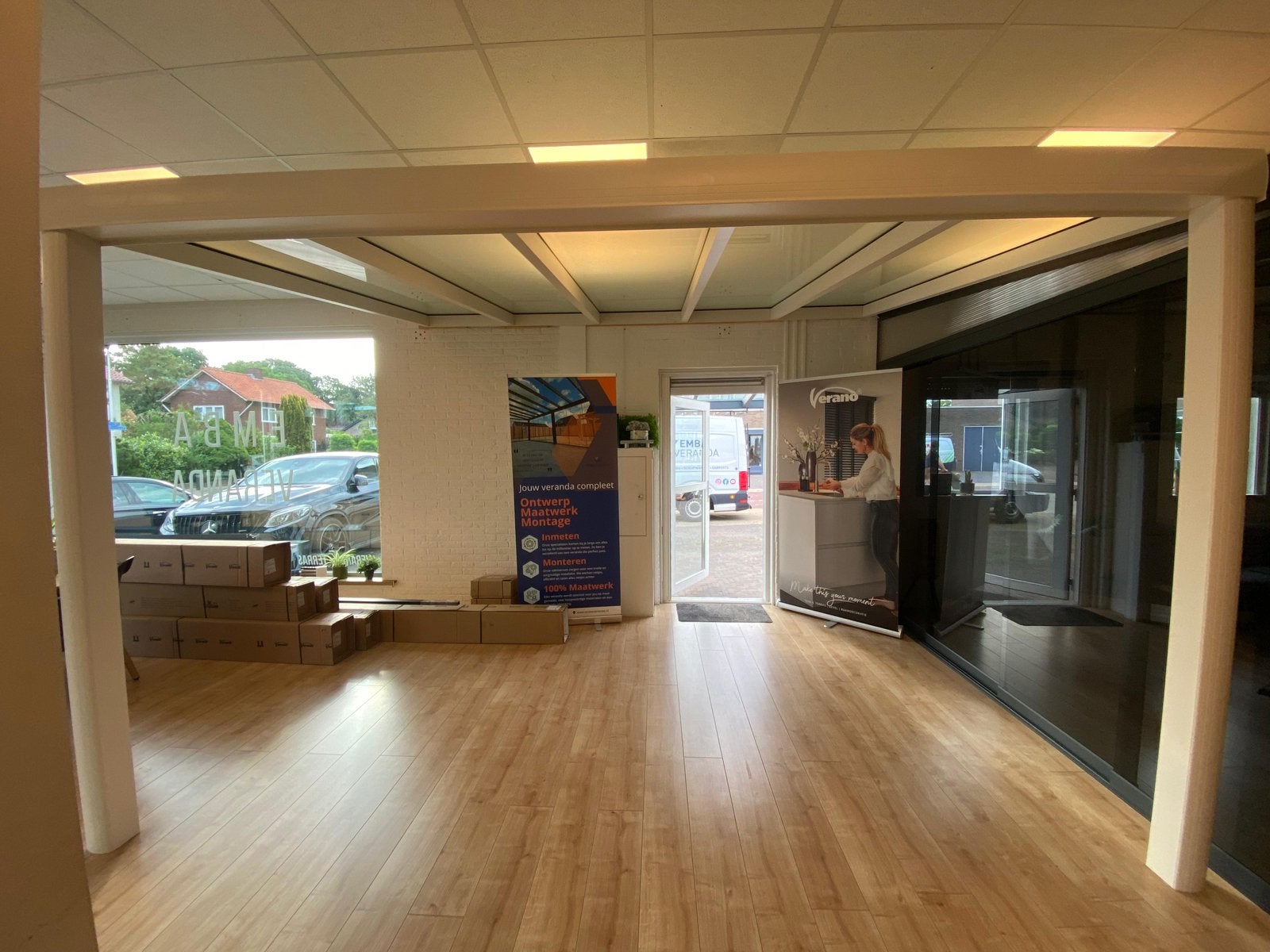 Veranda 400 x 300 cm / Wit creme RAL 9001 / Glazen dak, Tuin en Terras, Ophalen, Emba, Nieuw, Emba