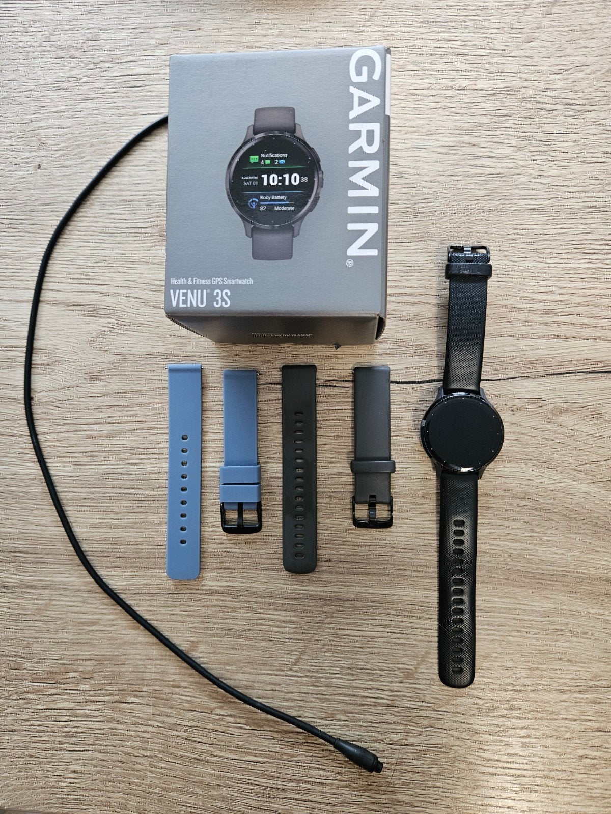 Garmin Venu 3S GPS Smartwatch - Zwart met extra bandjes, Ophalen, Hoogte, Zwart, Garmin