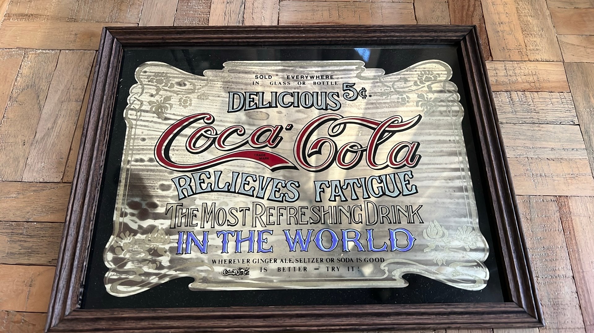 Vintage Coca Cola spiegel, Ophalen of Verzenden, Rechthoekig, 50 tot 100 cm